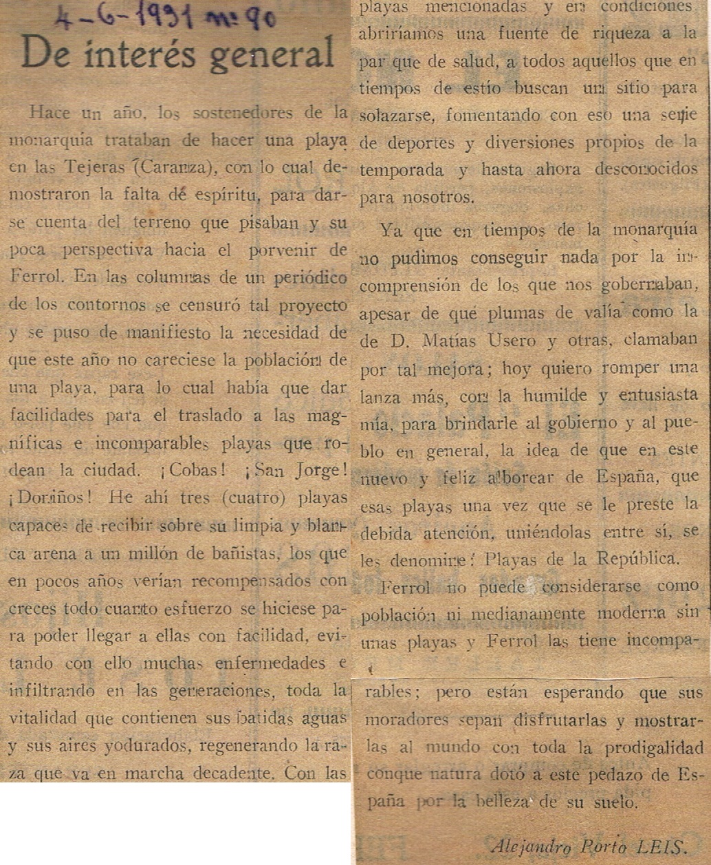 La Libertad 04-06-1931. Nº 90 (Alejandro Porto Leis)